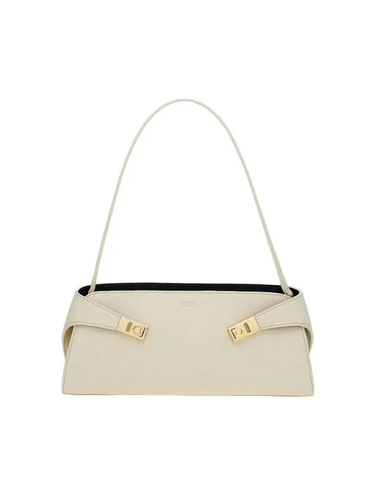 FERRAGAMO Women's East-West Hug Leather Shoulder Bag - Mascarpone | Image 1 FERRAGAMO Women's East-West Hug Leather Shoulder Bag - Mascarpone | Image 1