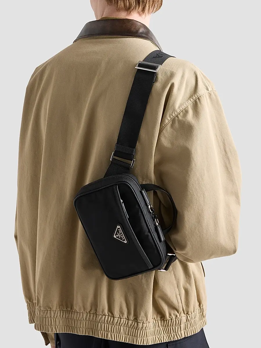 Prada Men's Re-Nylon and Saffiano Leather Shoulder Bag | Thumbnail 2 Prada Men's Re-Nylon and Saffiano Leather Shoulder Bag | Thumbnail 2