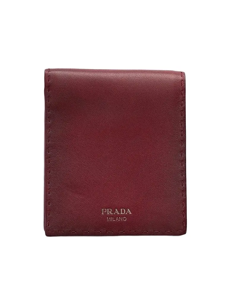 Prada Men's Antiqued Leather Wallet - Red | Image 1 Prada Men's Antiqued Leather Wallet - Red | Image 1