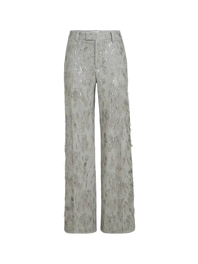Brunello Cucinelli Women's Virgin Wool and Cashmere Twill Flannel Loose Flared Trousers