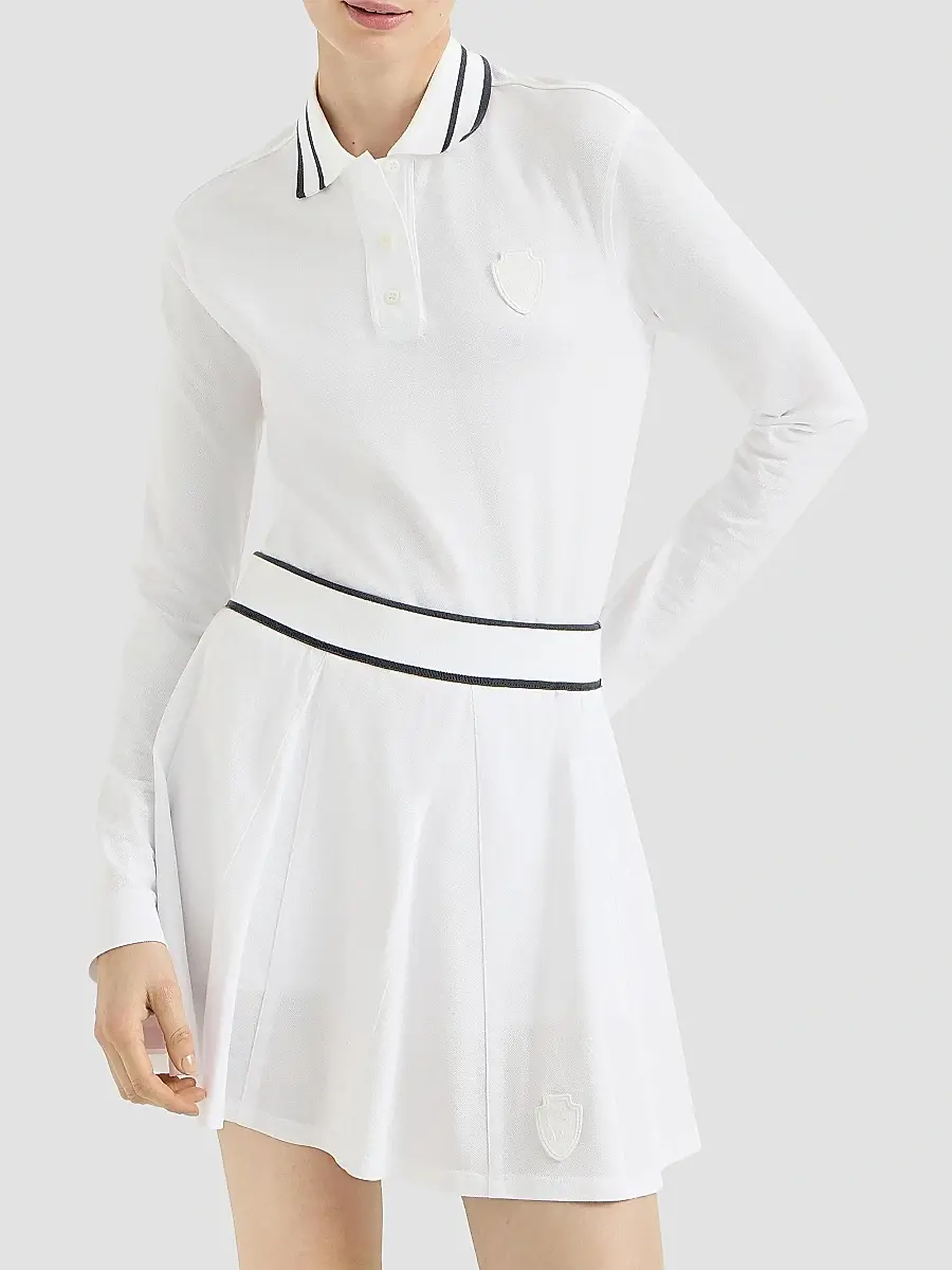 Brunello Cucinelli Women's Stretch Cotton Piqué Polo Shirt with Logo - White | Thumbnail 3 Brunello Cucinelli Women's Stretch Cotton Piqué Polo Shirt with Logo - White | Thumbnail 3