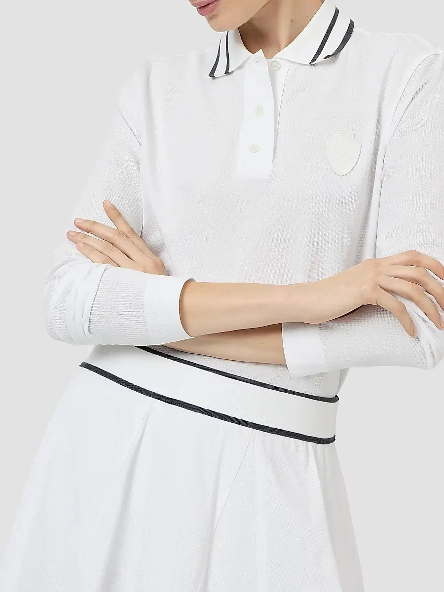 Brunello Cucinelli Women's Stretch Cotton Piqué Polo Shirt with Logo - White | Thumbnail 6 Brunello Cucinelli Women's Stretch Cotton Piqué Polo Shirt with Logo - White | Thumbnail 6