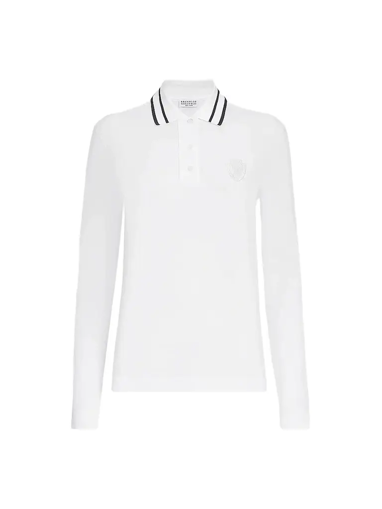 Brunello Cucinelli Women's Stretch Cotton Piqué Polo Shirt with Logo | Image 1 Brunello Cucinelli Women's Stretch Cotton Piqué Polo Shirt with Logo | Image 1