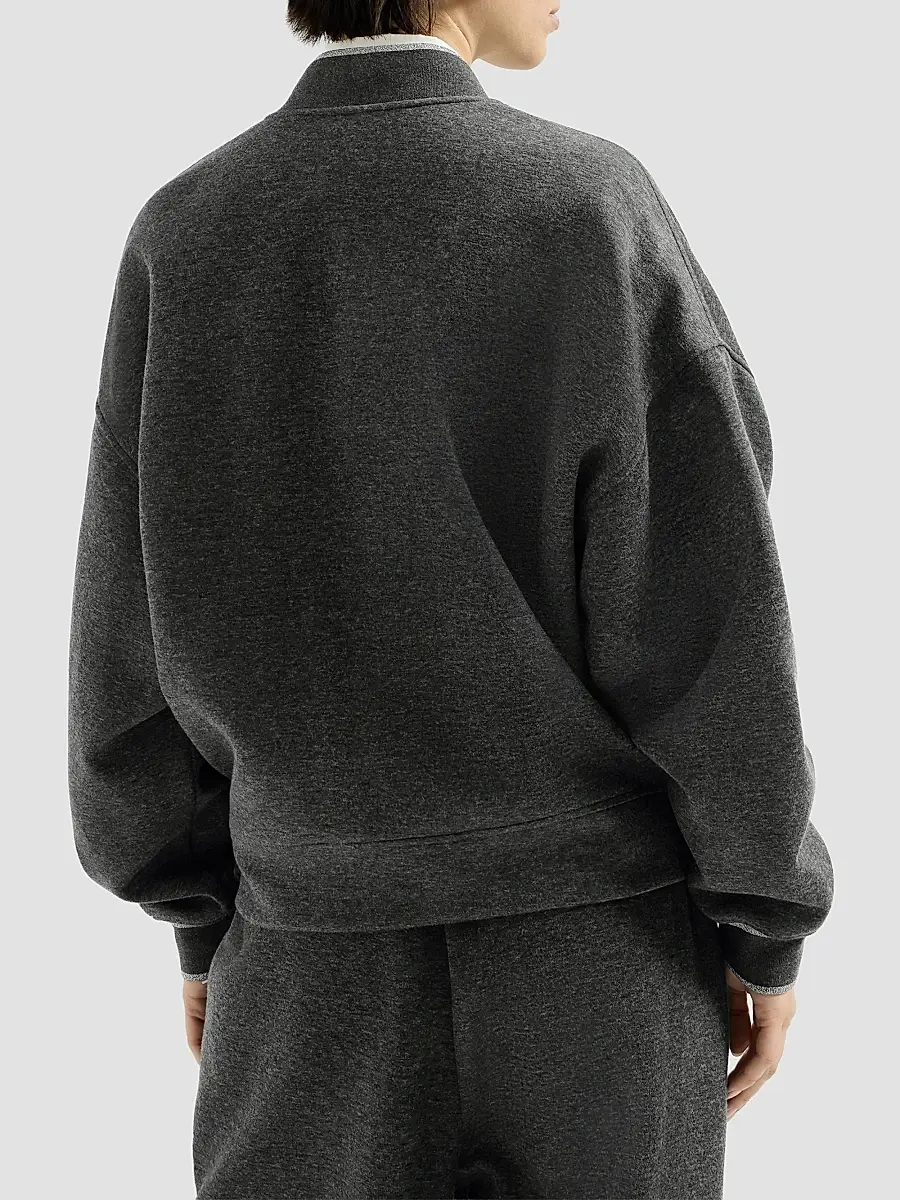 Brunello Cucinelli Women's Techno Cotton and Cashmere Interlock Bomber Jacket | Thumbnail 4 Brunello Cucinelli Women's Techno Cotton and Cashmere Interlock Bomber Jacket | Thumbnail 4