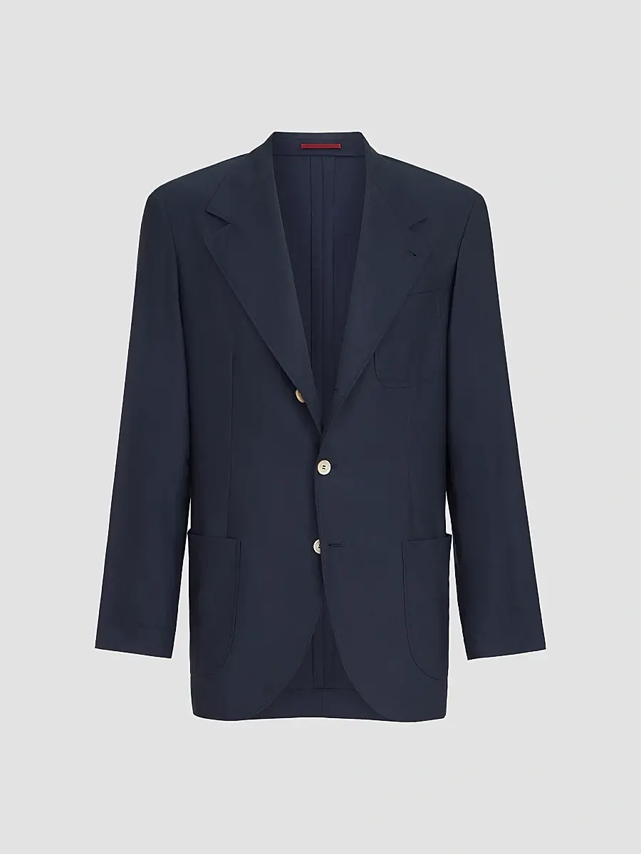 Brunello Cucinelli Men's Cashmere Batavia Deconstructed Blazer with Patch Pockets - Blue | Thumbnail 3 Brunello Cucinelli Men's Cashmere Batavia Deconstructed Blazer with Patch Pockets - Blue | Thumbnail 3