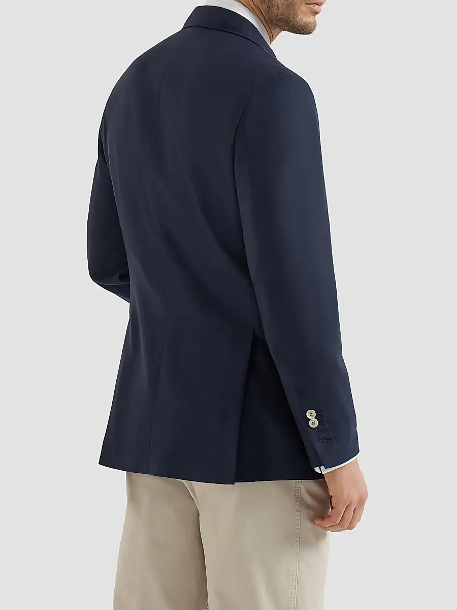 Brunello Cucinelli Men's Cashmere Batavia Deconstructed Blazer with Patch Pockets - Blue | Thumbnail 4 Brunello Cucinelli Men's Cashmere Batavia Deconstructed Blazer with Patch Pockets - Blue | Thumbnail 4