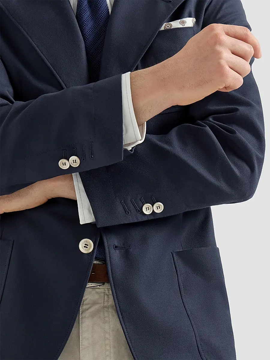 Brunello Cucinelli Men's Cashmere Batavia Deconstructed Blazer with Patch Pockets - Blue | Thumbnail 5 Brunello Cucinelli Men's Cashmere Batavia Deconstructed Blazer with Patch Pockets - Blue | Thumbnail 5