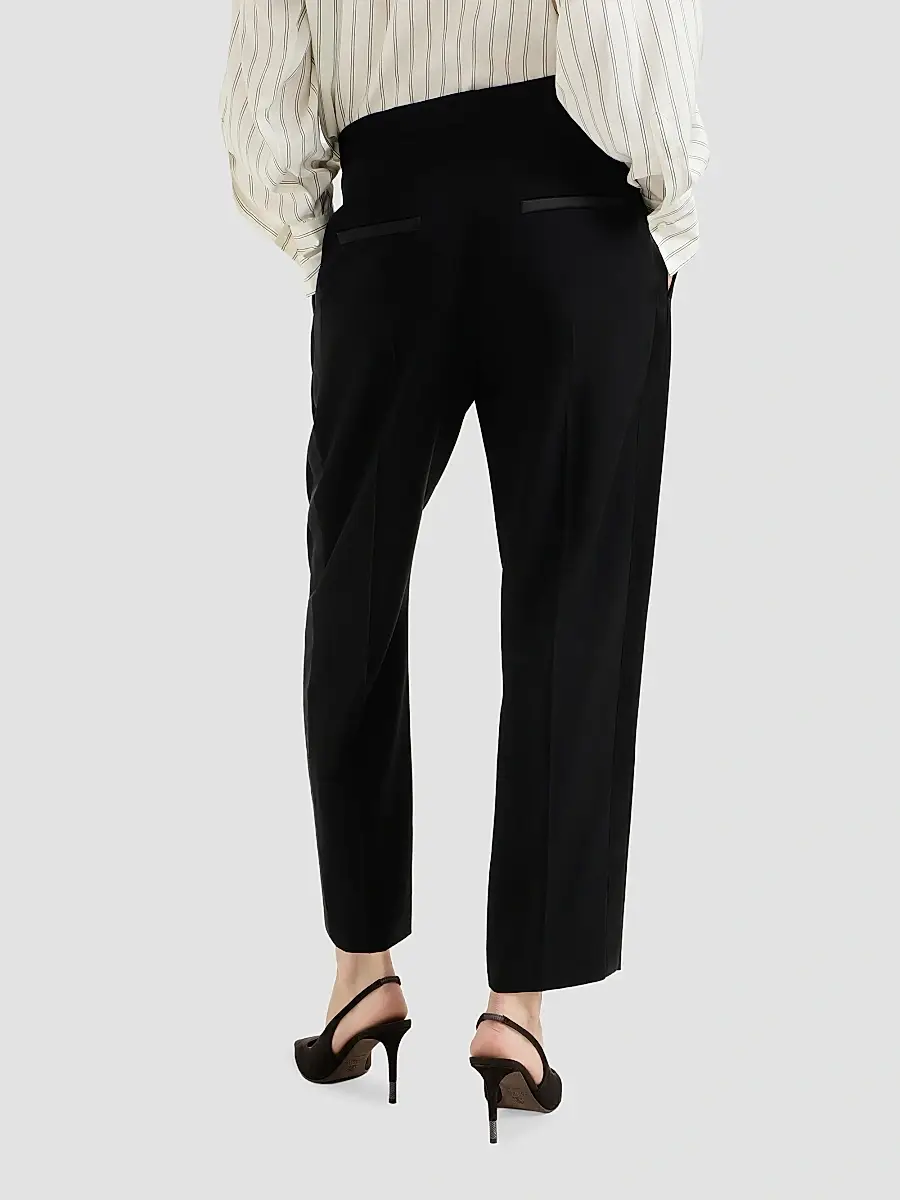 Brunello Cucinelli Women's Viscose and Virgin Wool Tuxedo Trousers | Thumbnail 4 Brunello Cucinelli Women's Viscose and Virgin Wool Tuxedo Trousers | Thumbnail 4