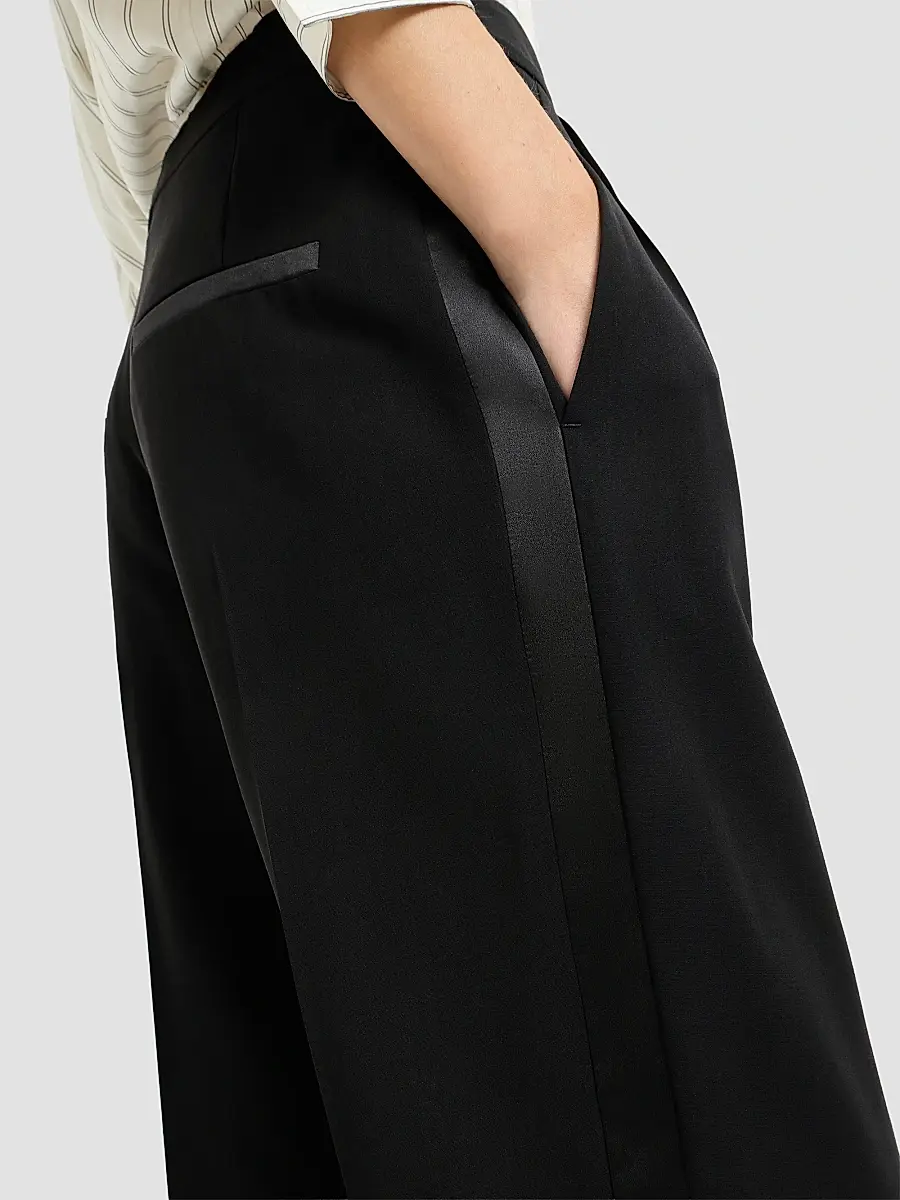 Brunello Cucinelli Women's Viscose and Virgin Wool Tuxedo Trousers | Thumbnail 6 Brunello Cucinelli Women's Viscose and Virgin Wool Tuxedo Trousers | Thumbnail 6