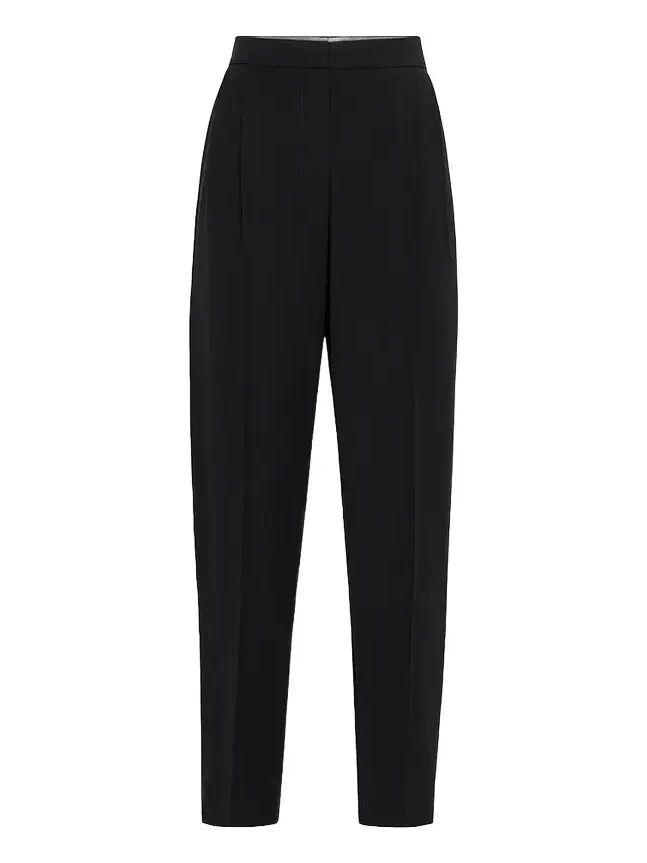 Brunello Cucinelli Women's Viscose and Virgin Wool Tuxedo Trousers