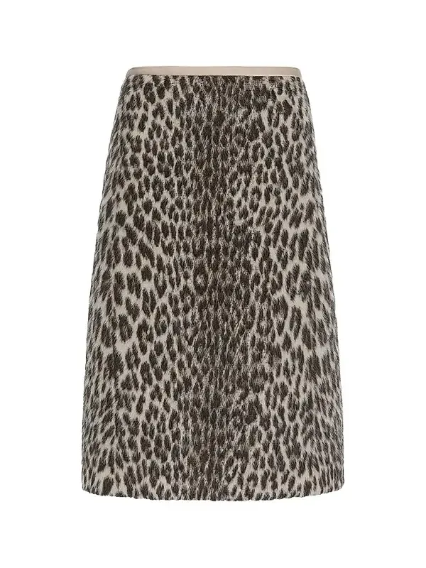 Women's Jacquard Wool and Alpaca Calf Length Skirt