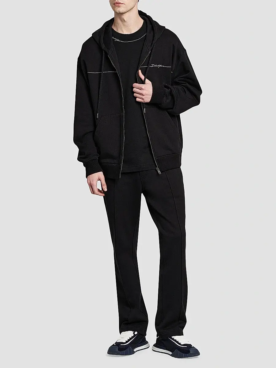 Dolce & Gabbana Men's Logo Cotton Zip-Front Hoodie | Thumbnail 2 Dolce & Gabbana Men's Logo Cotton Zip-Front Hoodie | Thumbnail 2