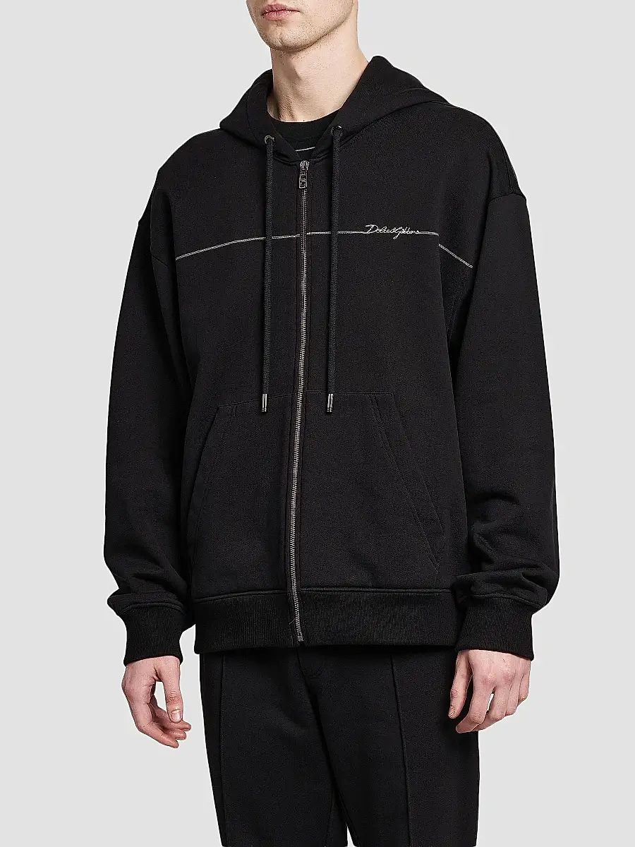 Dolce & Gabbana Men's Logo Cotton Zip-Front Hoodie | Thumbnail 3 Dolce & Gabbana Men's Logo Cotton Zip-Front Hoodie | Thumbnail 3