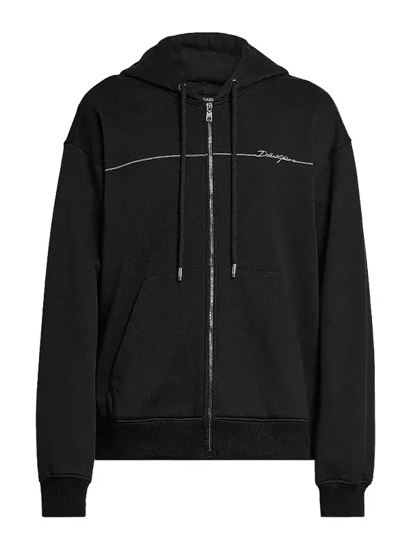 Dolce & Gabbana Men's Logo Cotton Zip-Front Hoodie