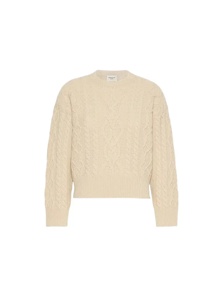 Weekend Max Mara Women's Cable Knit Wool Yarn Jumper - Beige | Image 1 Weekend Max Mara Women's Cable Knit Wool Yarn Jumper - Beige | Image 1