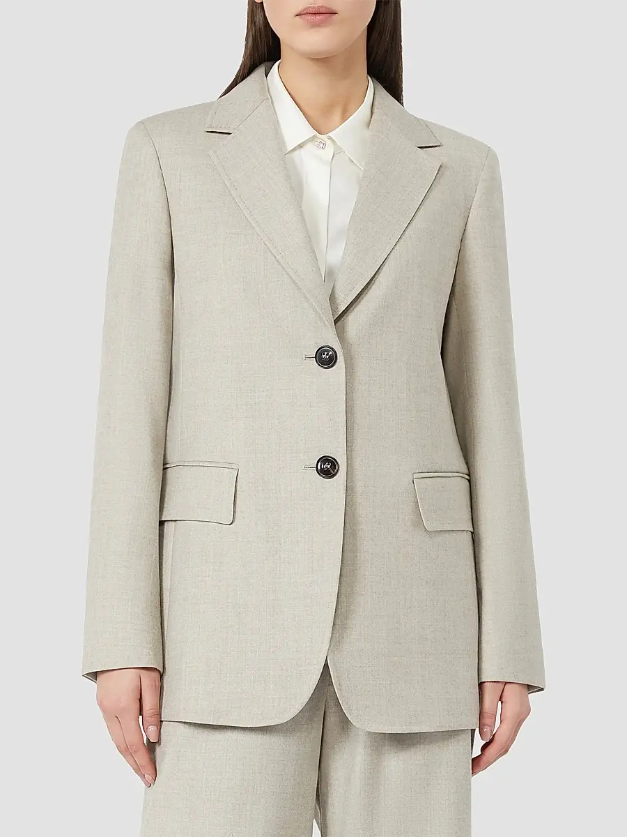 Max Mara Women's Single Breasted Wool Flannel Blazer | Thumbnail 3 Max Mara Women's Single Breasted Wool Flannel Blazer | Thumbnail 3