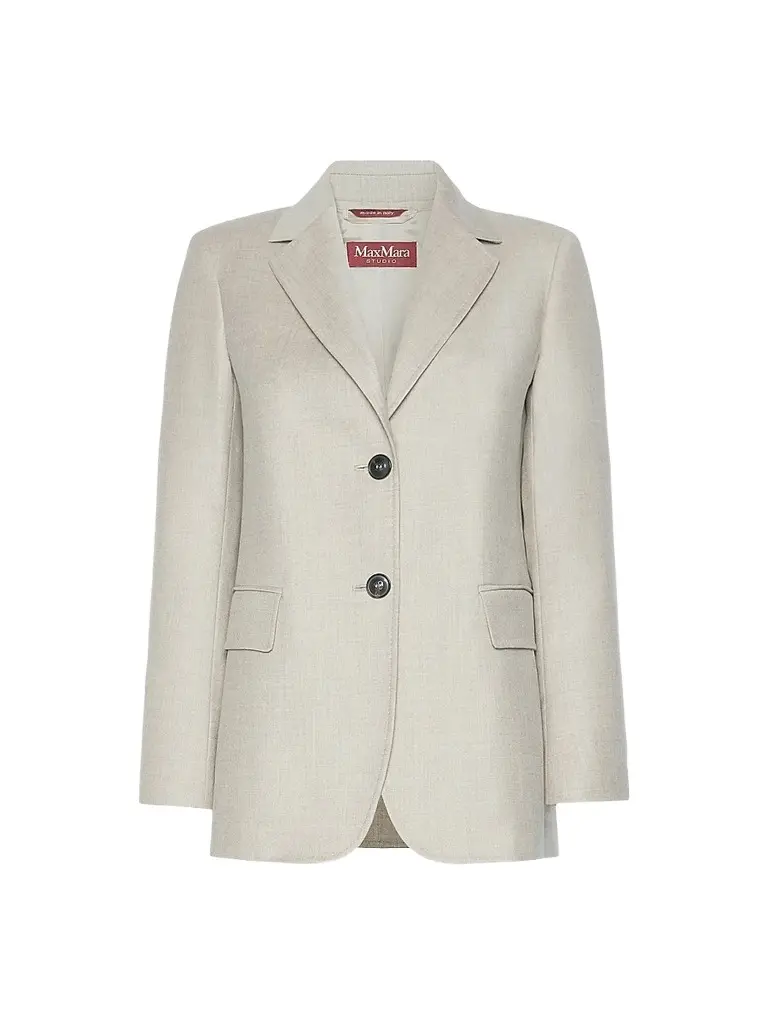 Max Mara Women's Single Breasted Wool Flannel Blazer - White | Image 1 Max Mara Women's Single Breasted Wool Flannel Blazer - White | Image 1