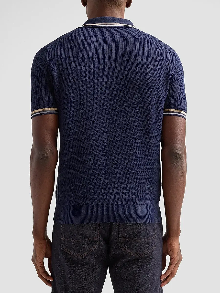 Isaia Men's Varsity Silk-Linen Polo Shirt | Thumbnail 3 Isaia Men's Varsity Silk-Linen Polo Shirt | Thumbnail 3