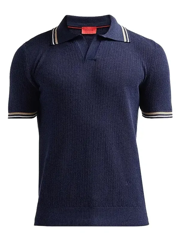 Men's Varsity Silk-Linen Polo Shirt Men's Varsity Silk-Linen Polo Shirt