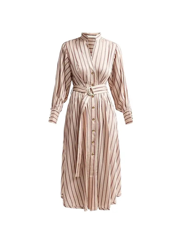 Zimmermann Women's Valiant Tuck Midi Shirtdress - Cream Rose Stripe | Image 1 Zimmermann Women's Valiant Tuck Midi Shirtdress - Cream Rose Stripe | Image 1