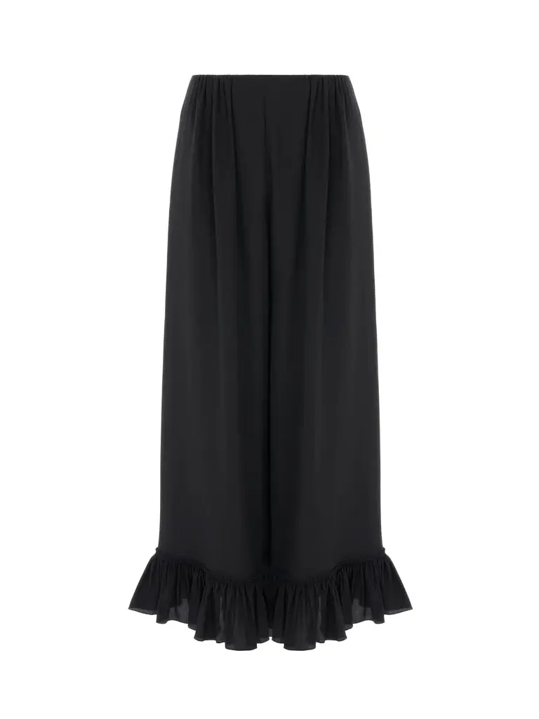 Cropped fluid pants in crêpe de chine