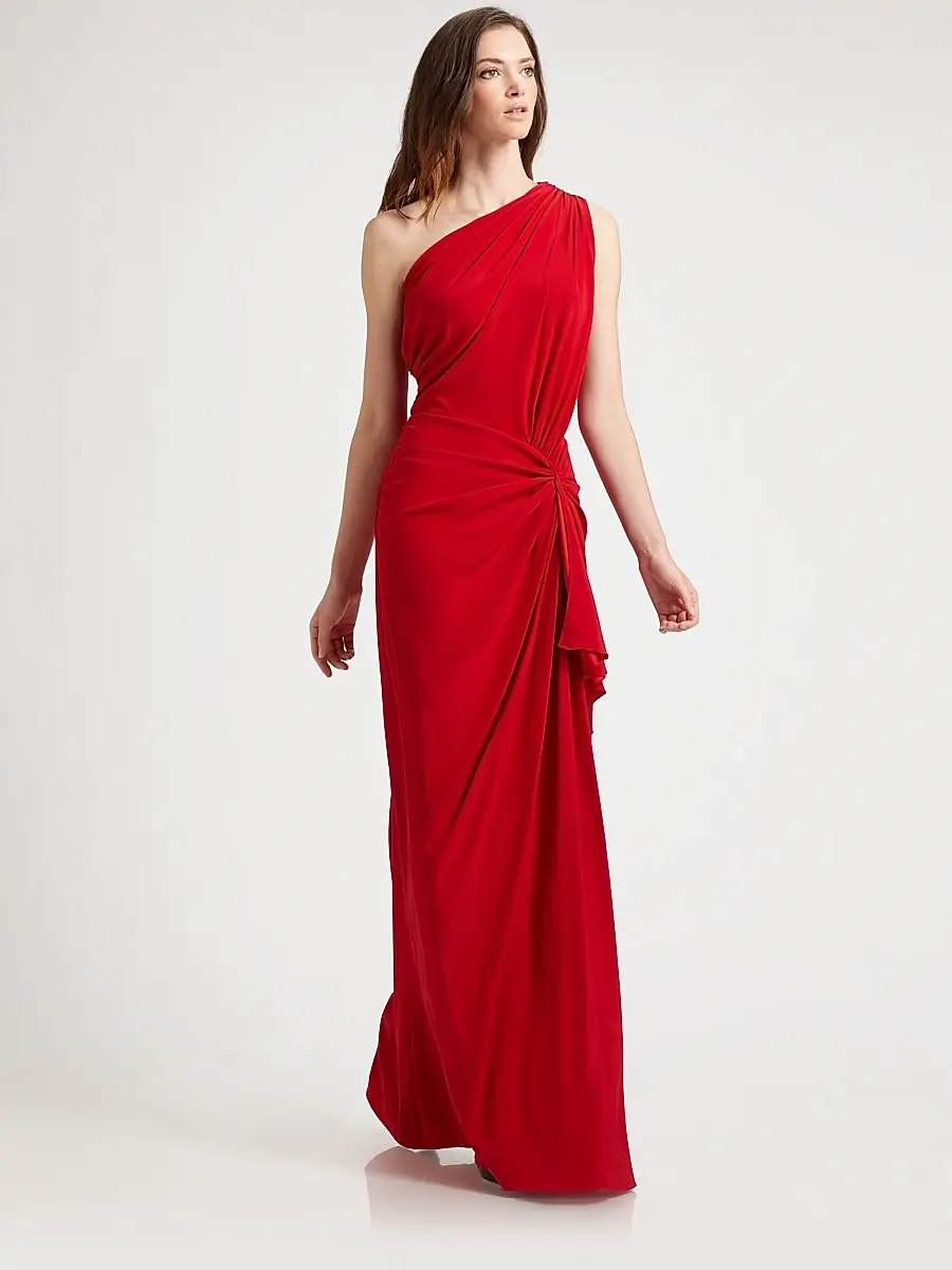 Tadashi Shoji Women's Ruffled Jersey One-Shoulder Gown | Thumbnail 2