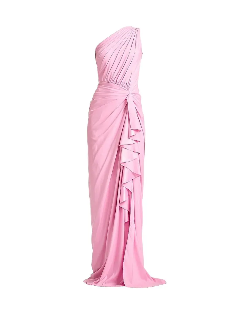 Tadashi Shoji Women's Ruffled Jersey One-Shoulder Gown - Candy Pink | Image 1 Tadashi Shoji Women's Ruffled Jersey One-Shoulder Gown - Candy Pink | Image 1
