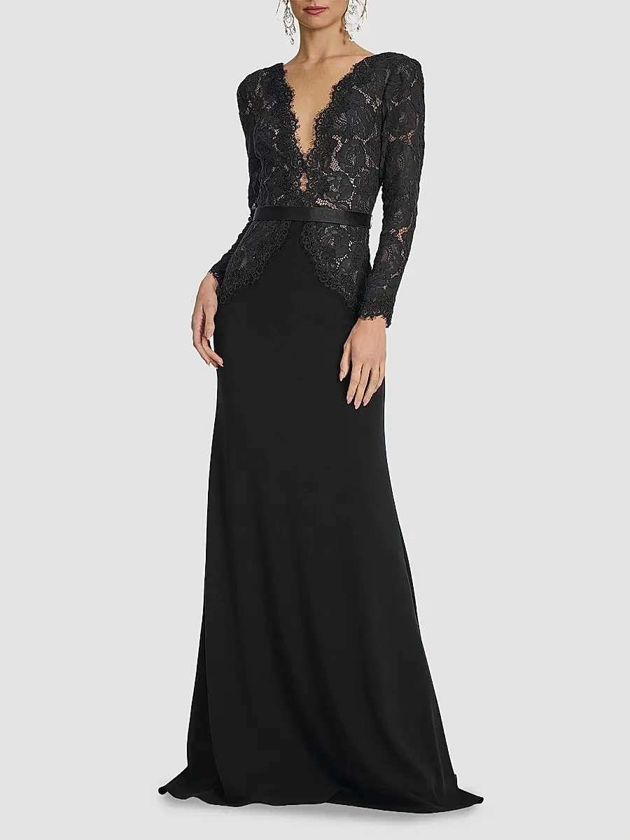 Tadashi Shoji Women's Corwin Embroidered Illusion Gown | Thumbnail 2