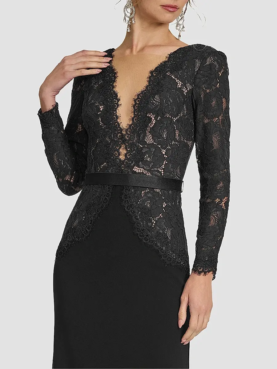 Tadashi Shoji Women's Corwin Embroidered Illusion Gown | Thumbnail 4