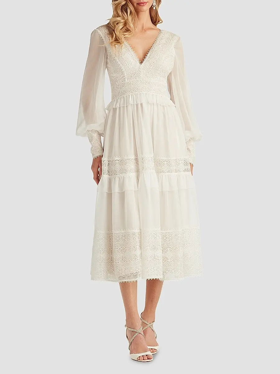 Tadashi Shoji Women's Loic Lace Panel Midi Dress | Thumbnail 2 Tadashi Shoji Women's Loic Lace Panel Midi Dress | Thumbnail 2