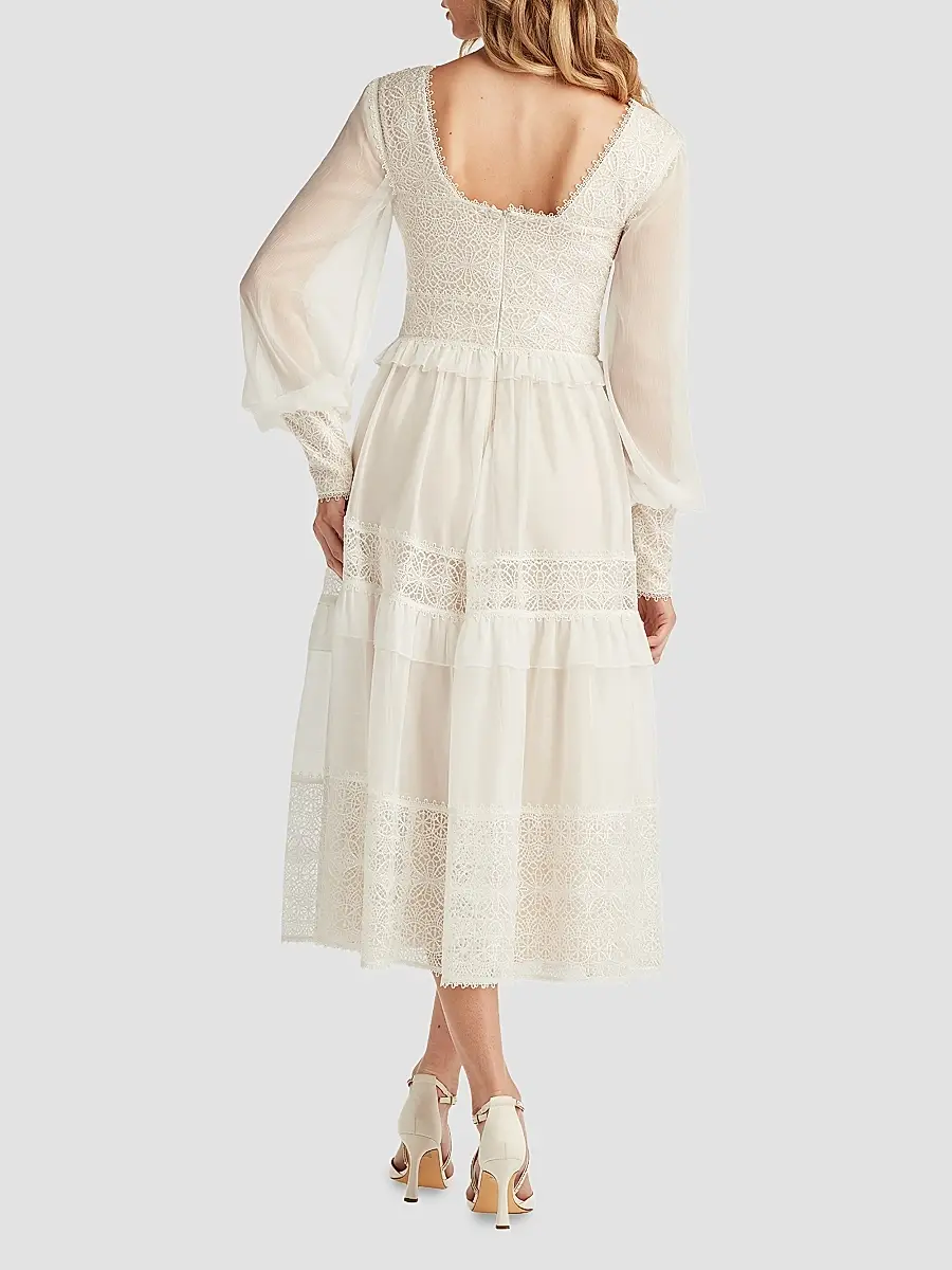 Tadashi Shoji Women's Loic Lace Panel Midi Dress | Thumbnail 3 Tadashi Shoji Women's Loic Lace Panel Midi Dress | Thumbnail 3