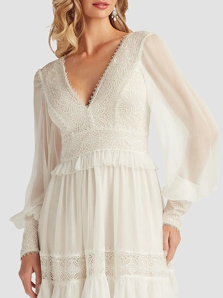Tadashi Shoji Women's Loic Lace Panel Midi Dress | Thumbnail 4 Tadashi Shoji Women's Loic Lace Panel Midi Dress | Thumbnail 4