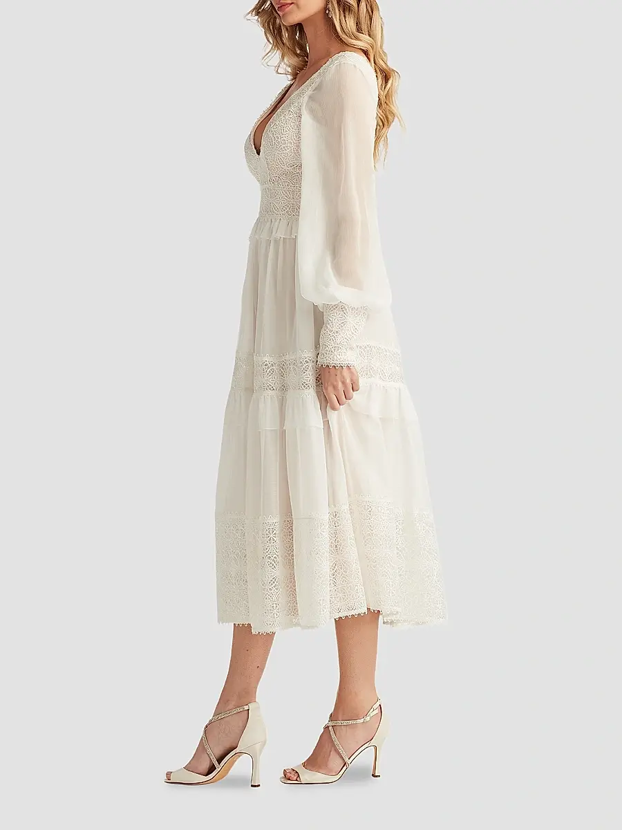 Tadashi Shoji Women's Loic Lace Panel Midi Dress | Thumbnail 5 Tadashi Shoji Women's Loic Lace Panel Midi Dress | Thumbnail 5