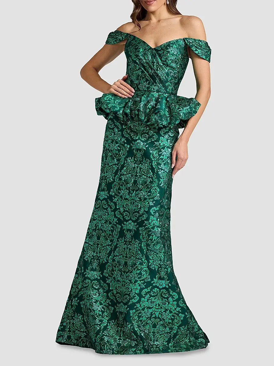 Tadashi Shoji Women's Corliss Bubble Peplum Gown | Thumbnail 2 Tadashi Shoji Women's Corliss Bubble Peplum Gown | Thumbnail 2