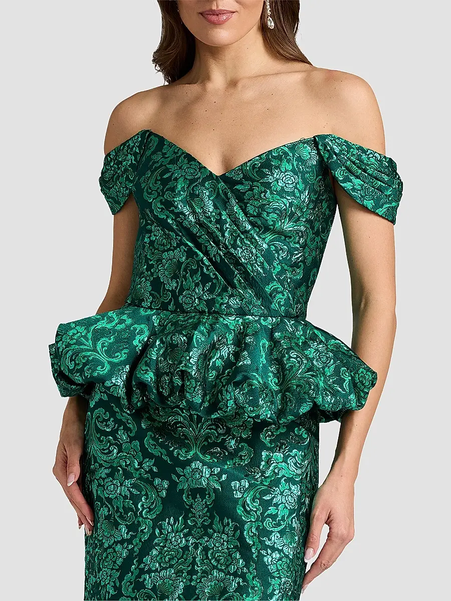 Tadashi Shoji Women's Corliss Bubble Peplum Gown | Thumbnail 4 Tadashi Shoji Women's Corliss Bubble Peplum Gown | Thumbnail 4