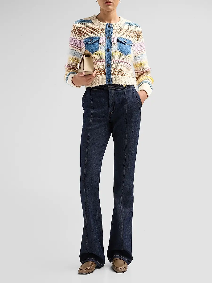 Cinq à Sept Women's Suki Denim Patchwork Cardigan | Thumbnail 2