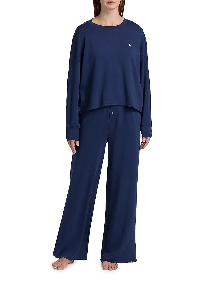 Polo Ralph Lauren Women's French Terry 2-Piece Pajama Set | Thumbnail 2 Polo Ralph Lauren Women's French Terry 2-Piece Pajama Set | Thumbnail 2