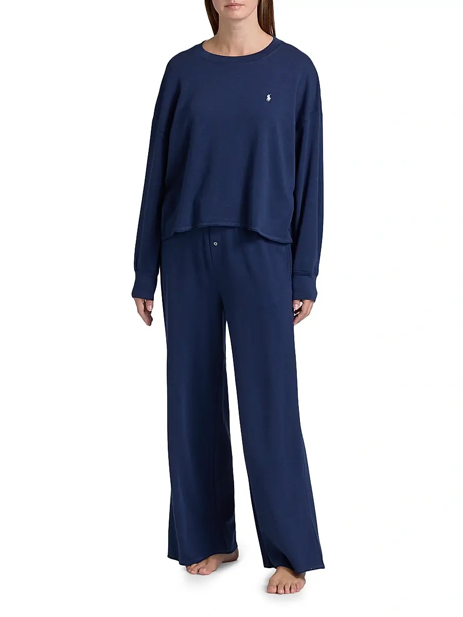 Polo Ralph Lauren Women's French Terry 2-Piece Pajama Set | Thumbnail 3 Polo Ralph Lauren Women's French Terry 2-Piece Pajama Set | Thumbnail 3