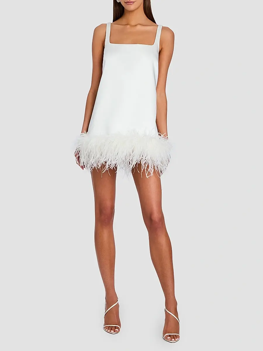 Retrofête Women's Ragna Feather-Trim Mini Dress | Thumbnail 2 Retrofête Women's Ragna Feather-Trim Mini Dress | Thumbnail 2