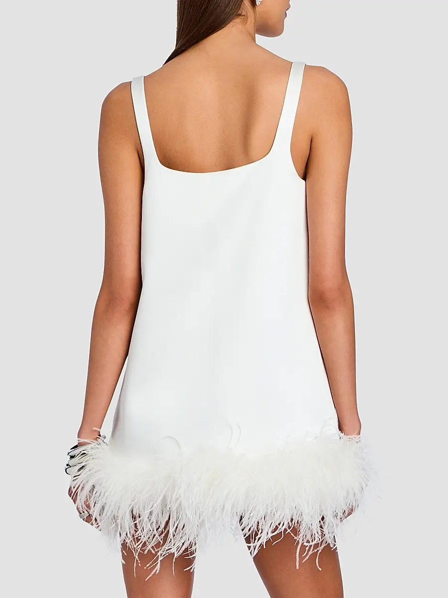 Retrofête Women's Ragna Feather-Trim Mini Dress | Thumbnail 3 Retrofête Women's Ragna Feather-Trim Mini Dress | Thumbnail 3
