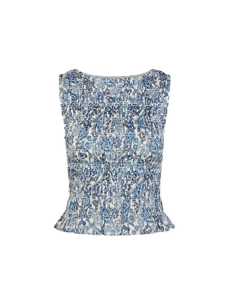 Hill House Home Women's The Phoebe Nap Top - Chedworth Paisley Blue | Image 1 Hill House Home Women's The Phoebe Nap Top - Chedworth Paisley Blue | Image 1