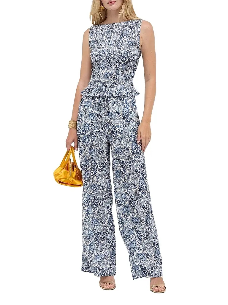 Hill House Home Women's The Maxime Pant - Chedworth Paisley Blue | Image 1 Hill House Home Women's The Maxime Pant - Chedworth Paisley Blue | Image 1