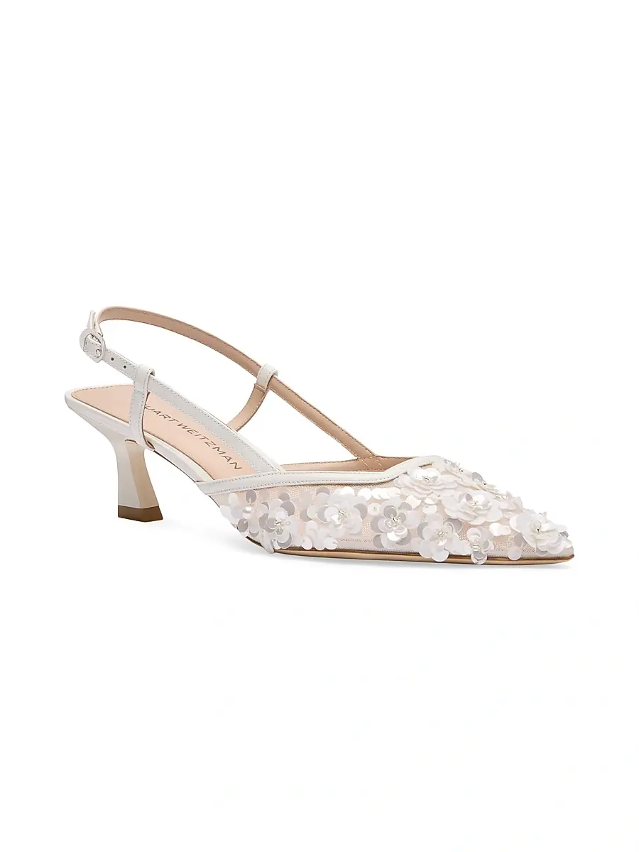 Stuart Weitzman Women's Vinnie 50MM Embellished Mesh Slingback Pumps | Thumbnail 2 Stuart Weitzman Women's Vinnie 50MM Embellished Mesh Slingback Pumps | Thumbnail 2