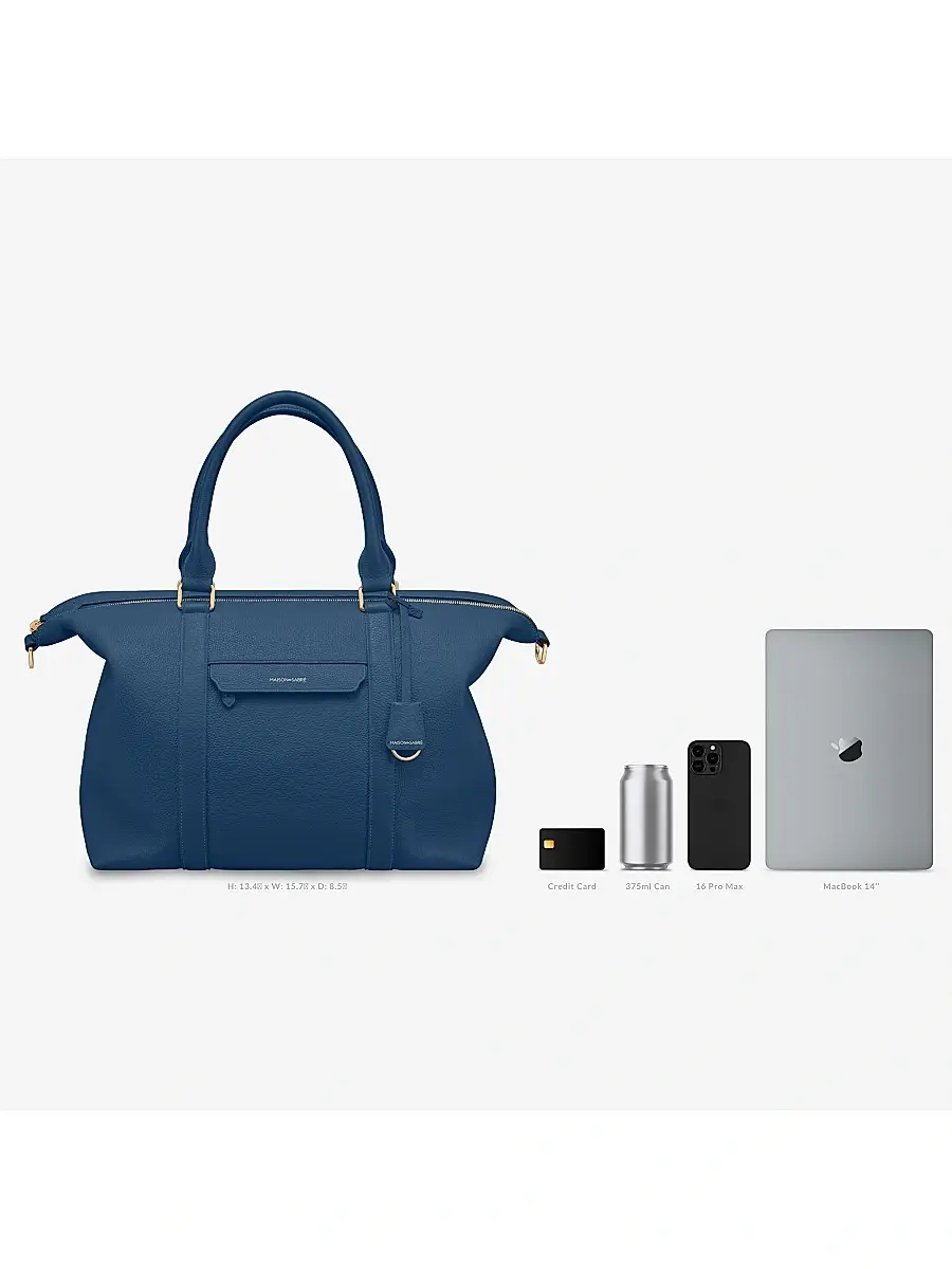 MAISON de SABRÉ Men's Large Leather Weekender Bag - Pacific Blue | Image 1 MAISON de SABRÉ Men's Large Leather Weekender Bag - Pacific Blue | Image 1