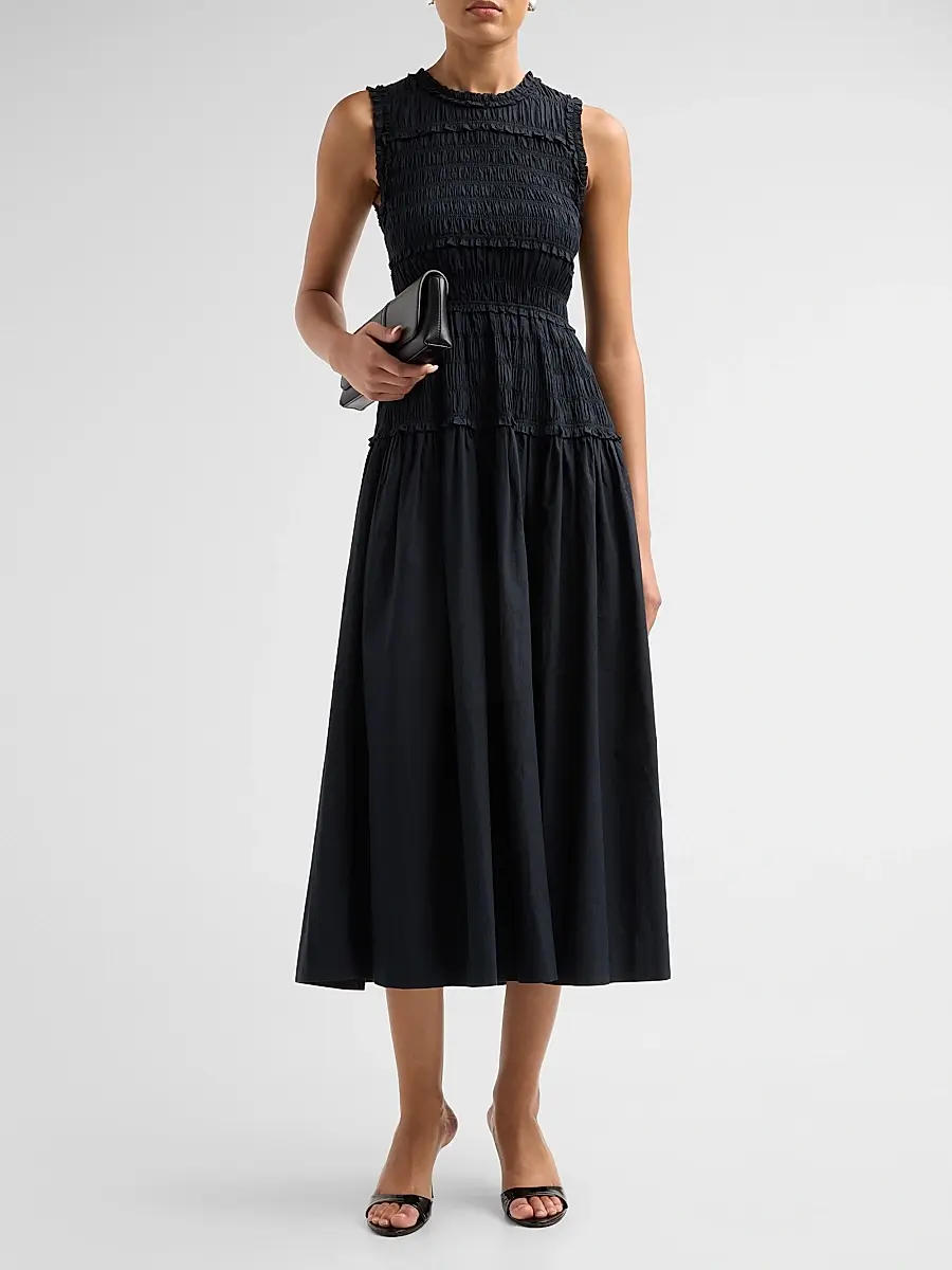 DÔEN Women's Mallory Smocked Cotton Midi Dress | Thumbnail 2 DÔEN Women's Mallory Smocked Cotton Midi Dress | Thumbnail 2