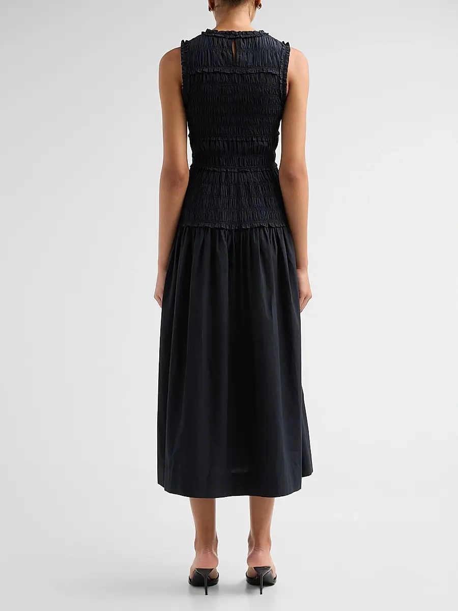 DÔEN Women's Mallory Smocked Cotton Midi Dress | Thumbnail 3 DÔEN Women's Mallory Smocked Cotton Midi Dress | Thumbnail 3