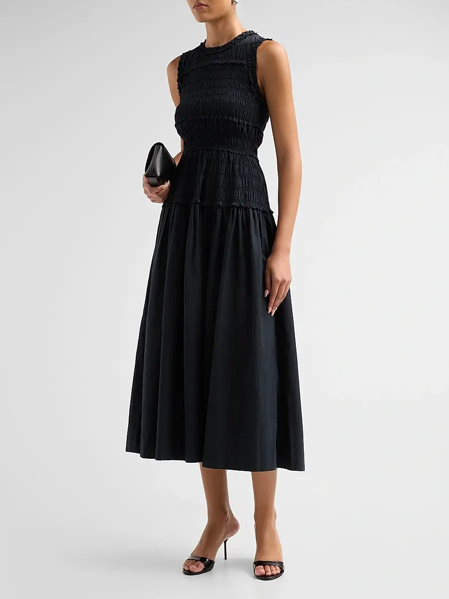 DÔEN Women's Mallory Smocked Cotton Midi Dress | Thumbnail 4 DÔEN Women's Mallory Smocked Cotton Midi Dress | Thumbnail 4