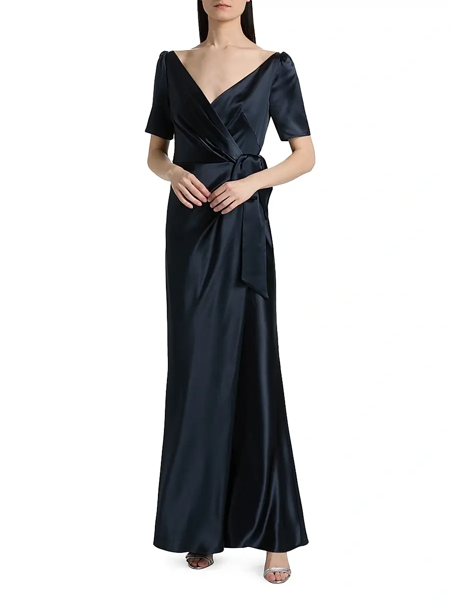 Saloni Women's Marilyn Silk Wrap-Style Gown | Thumbnail 2