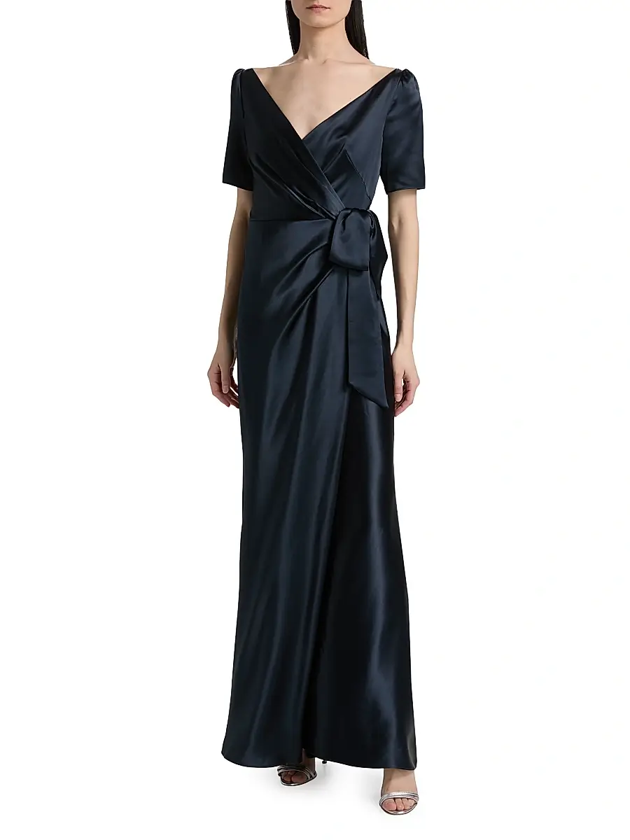 Saloni Women's Marilyn Silk Wrap-Style Gown | Thumbnail 3