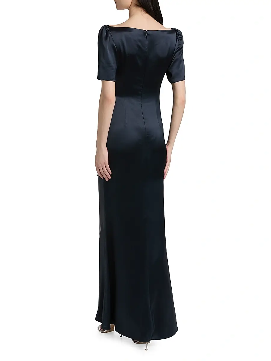 Saloni Women's Marilyn Silk Wrap-Style Gown | Thumbnail 5